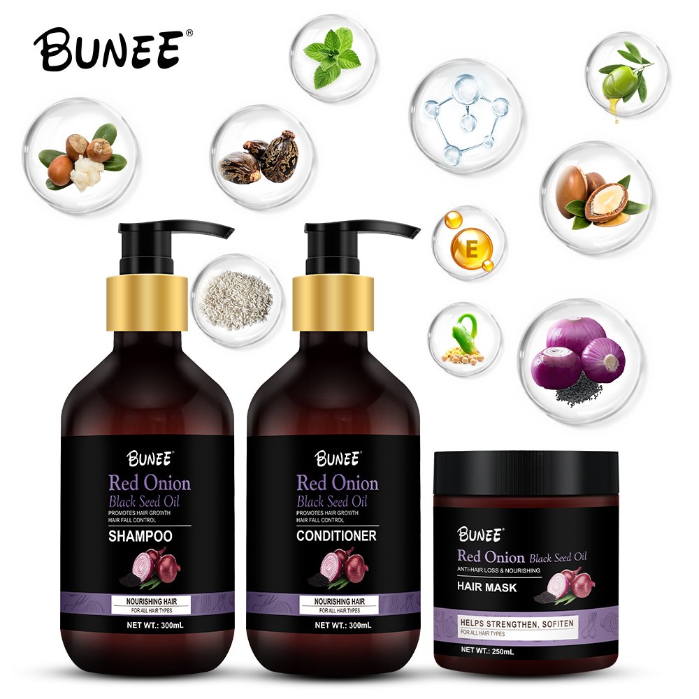 New Product Customization Natural essences Anti Hair Loss Thinning Hair Growth Shampoo Onion Black Seed Oil Shampoo