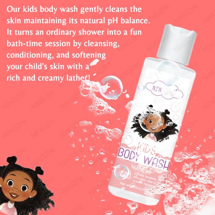 Cute customize your brand packaging hair care paraben free kids detangling shampoo