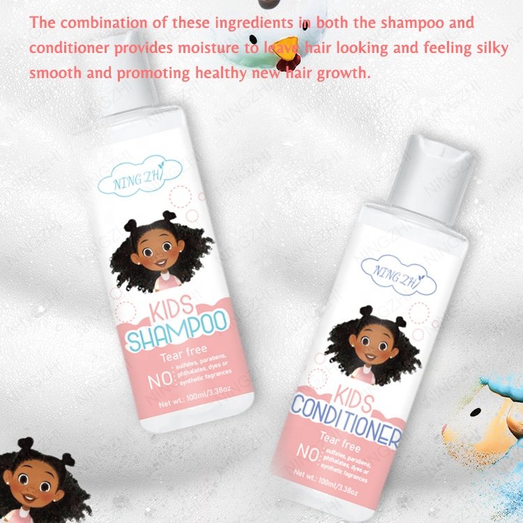 Cute customize your brand packaging hair care paraben free kids detangling shampoo