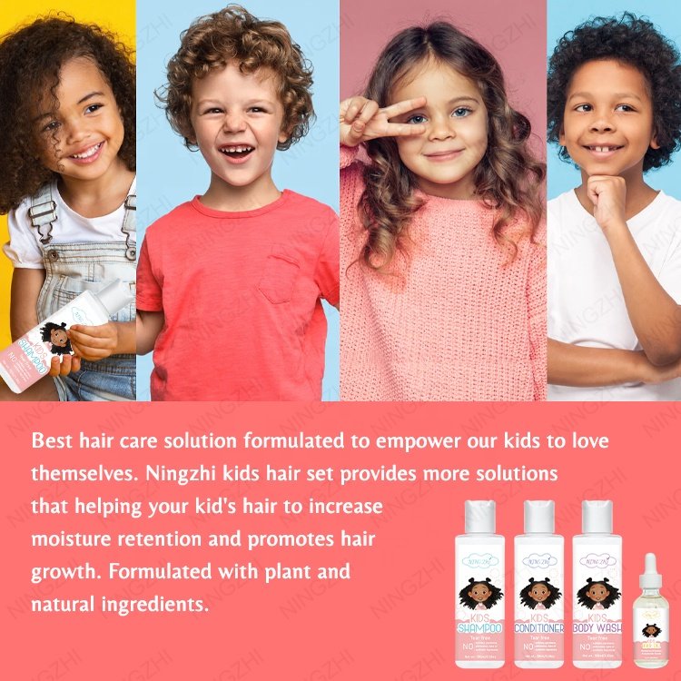 Cute customize your brand packaging hair care paraben free kids detangling shampoo
