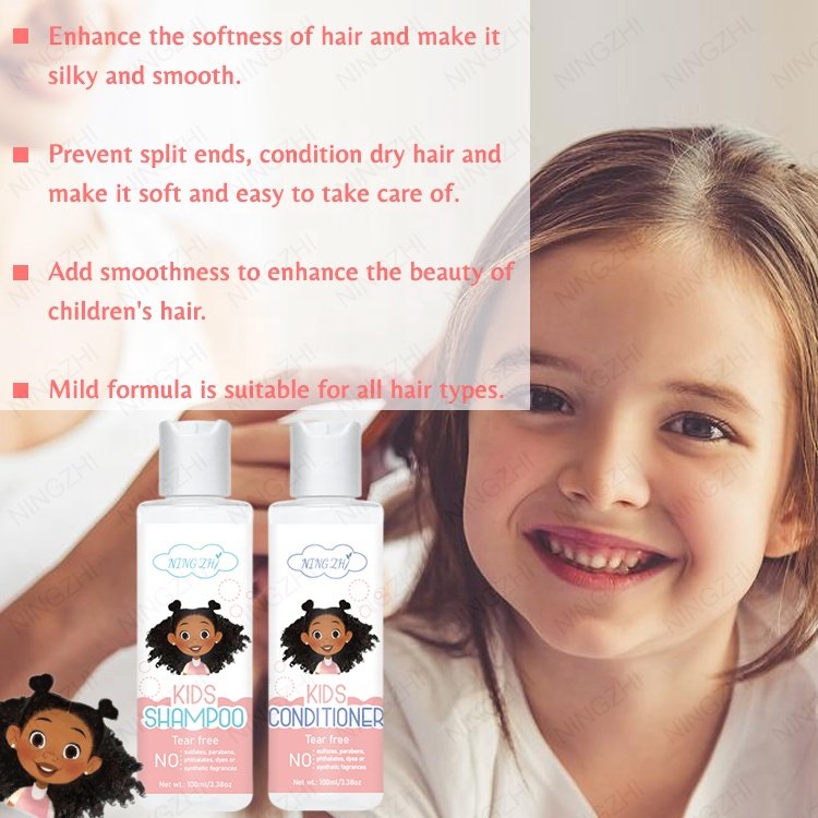 Cute customize your brand packaging hair care paraben free kids detangling shampoo