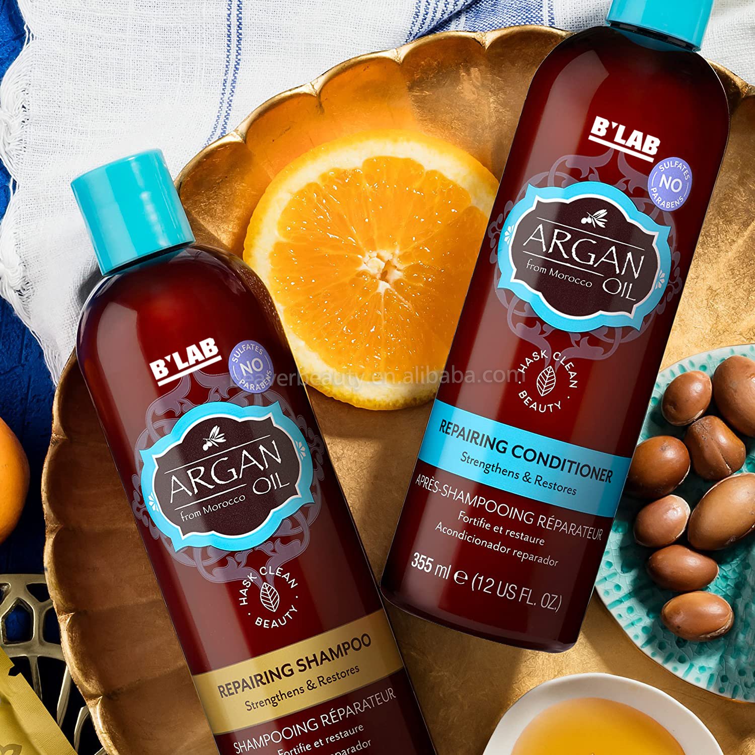 Private Label Hair Care Organic Argan Oil Shampoo Anti LossVolumizing Biotin Shampoo Hair Growth Shampoo And Conditioner Set