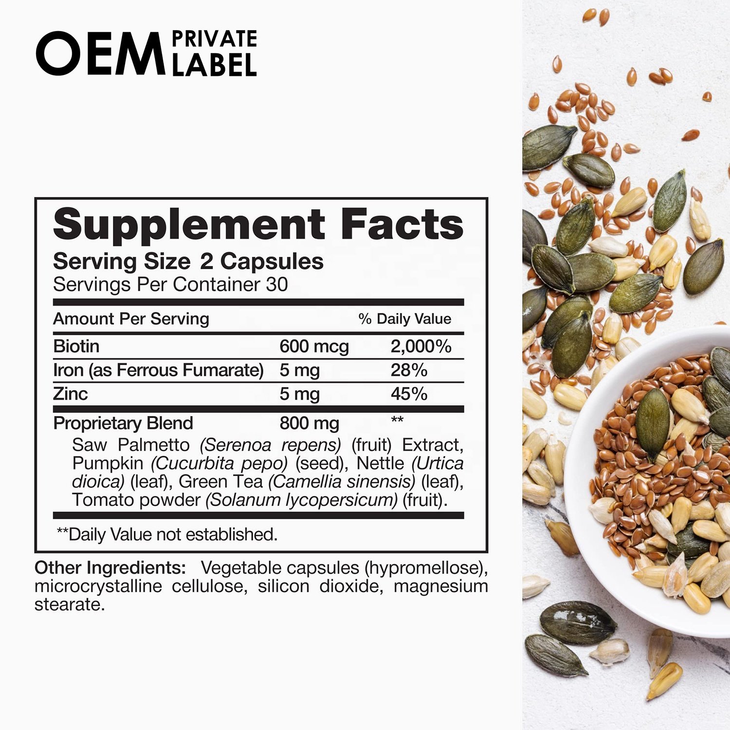 Premium Quality DHT Blocker Complex Hair Health Support Capsules Improve Hair Loss Vitamin Capsules For Men Dietary Supplement