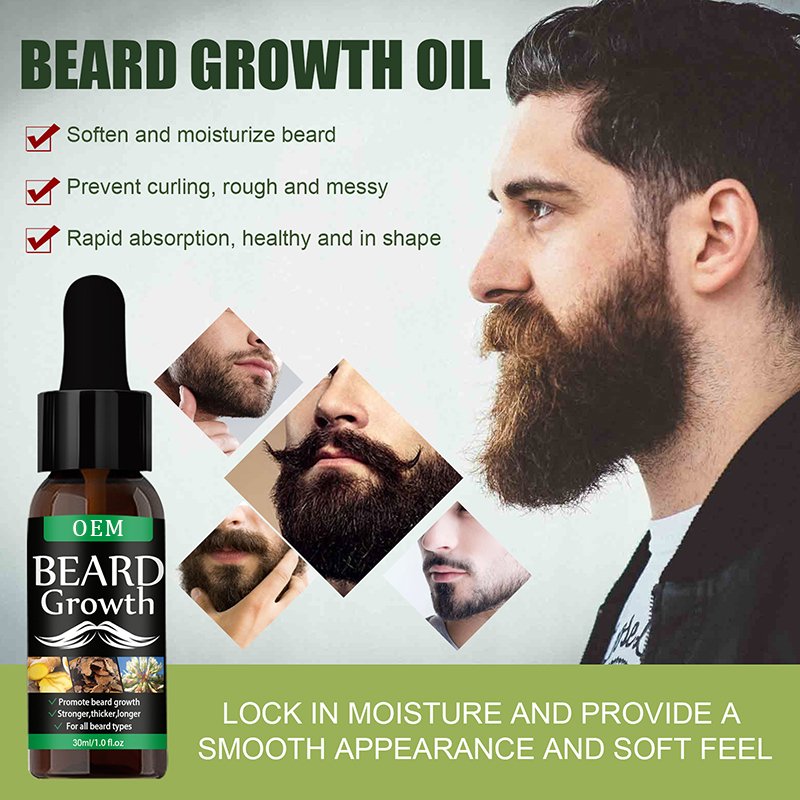 OEM Wholesale Organic ingredients Moustache Styling Softens Grooming Beard Growth Oil Beard Length Enhancer Regrowth Oil OEM