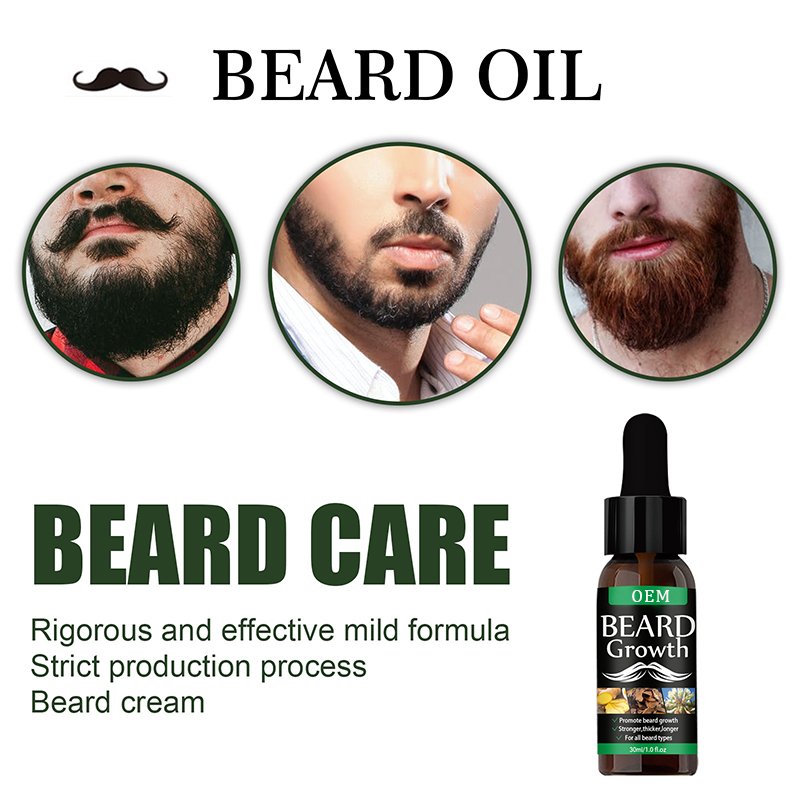 OEM Wholesale Organic ingredients Moustache Styling Softens Grooming Beard Growth Oil Beard Length Enhancer Regrowth Oil OEM