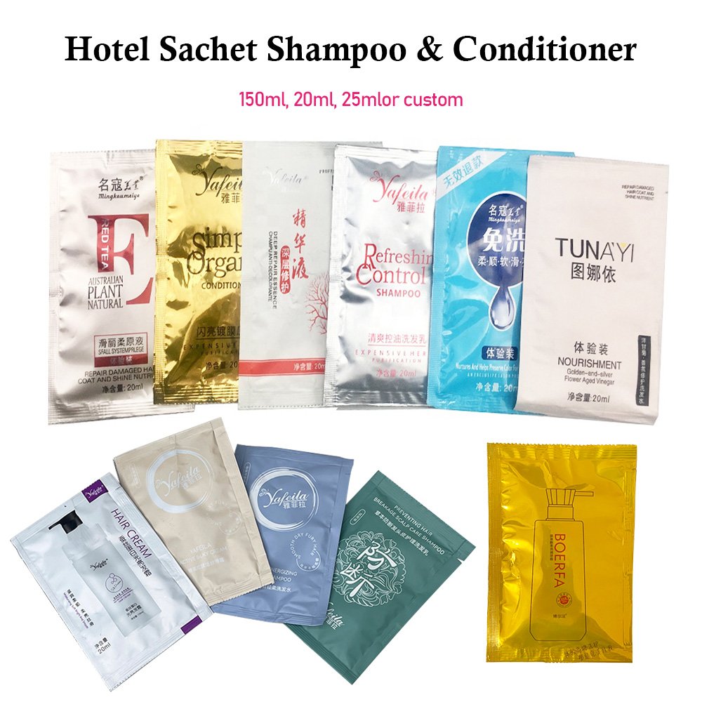 Eco Friendly Hotel Soap Keratin Shampoo and Conditioner Sachet Customised Scent for Airline and Travel