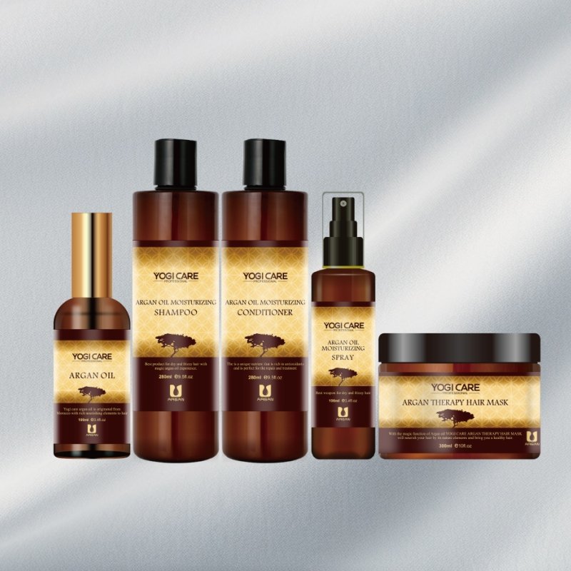 YOGICARE 100% Natural Organic Argan Oil Shampoo & Conditioner Moisturizing Hair Treatment Set