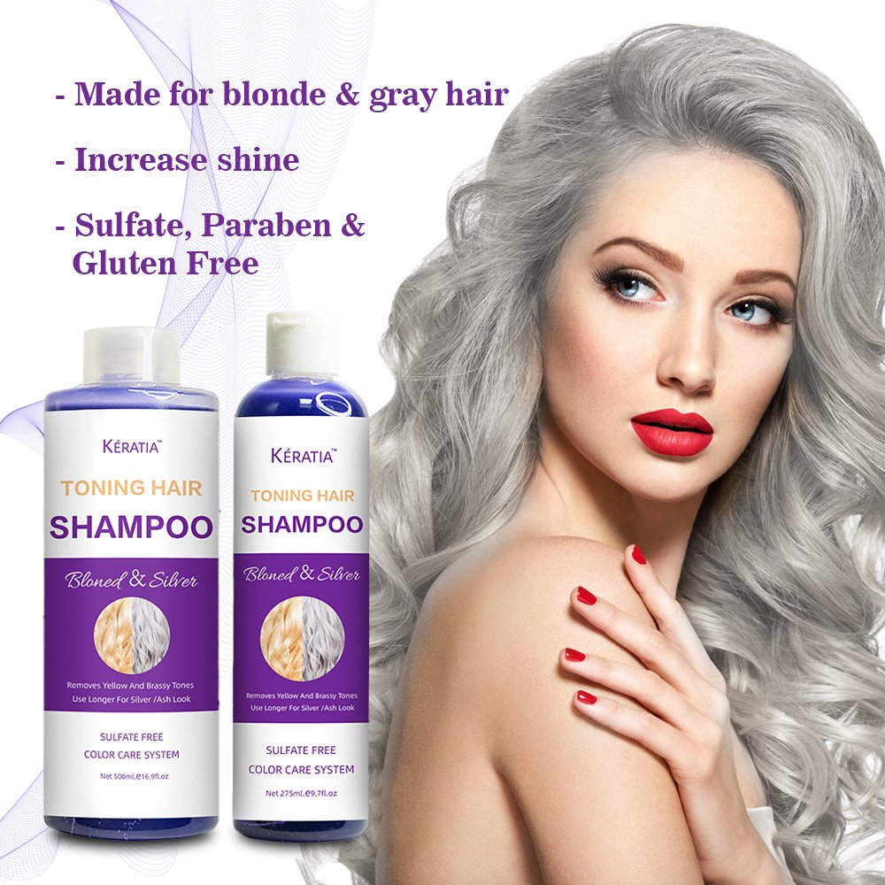 Salon hair Silver blonde hair color protection shampoo say good bye to yellow hair purple shampoo500ml