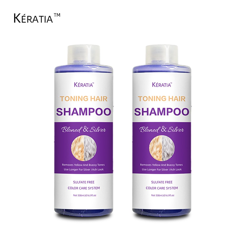 Salon hair Silver blonde hair color protection shampoo say good bye to yellow hair purple shampoo500ml