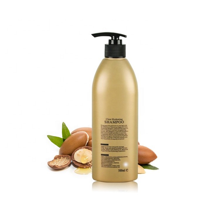 Customized Packaging Sulphate-Free Shampoo Golden with Argan Oil Organic OEM Shampoo and Conditioner in Plastic Bottle