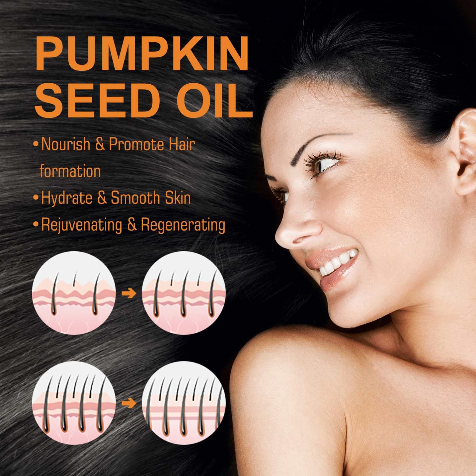 EELHOE Wholesale Private Label Hot Sale 60Ml Pumpkin Seed Oil Hair Regrowth Serum Thickening Organic Herbal Hair Regrowth Tonics