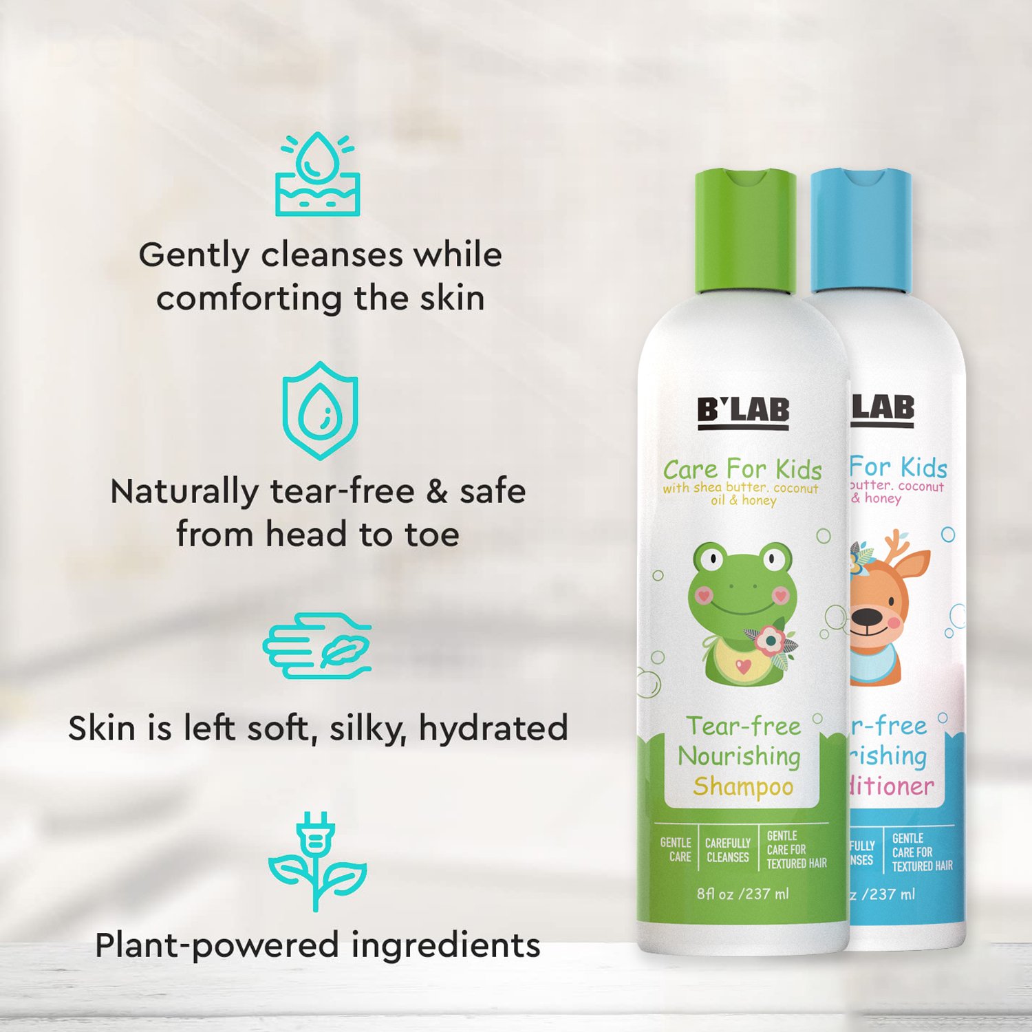Custom Shea Butter Moisture Curly Hair Products No Tear Nourishing Baby Kids Curl Hair Shampoo and Conditioner Set for Kids