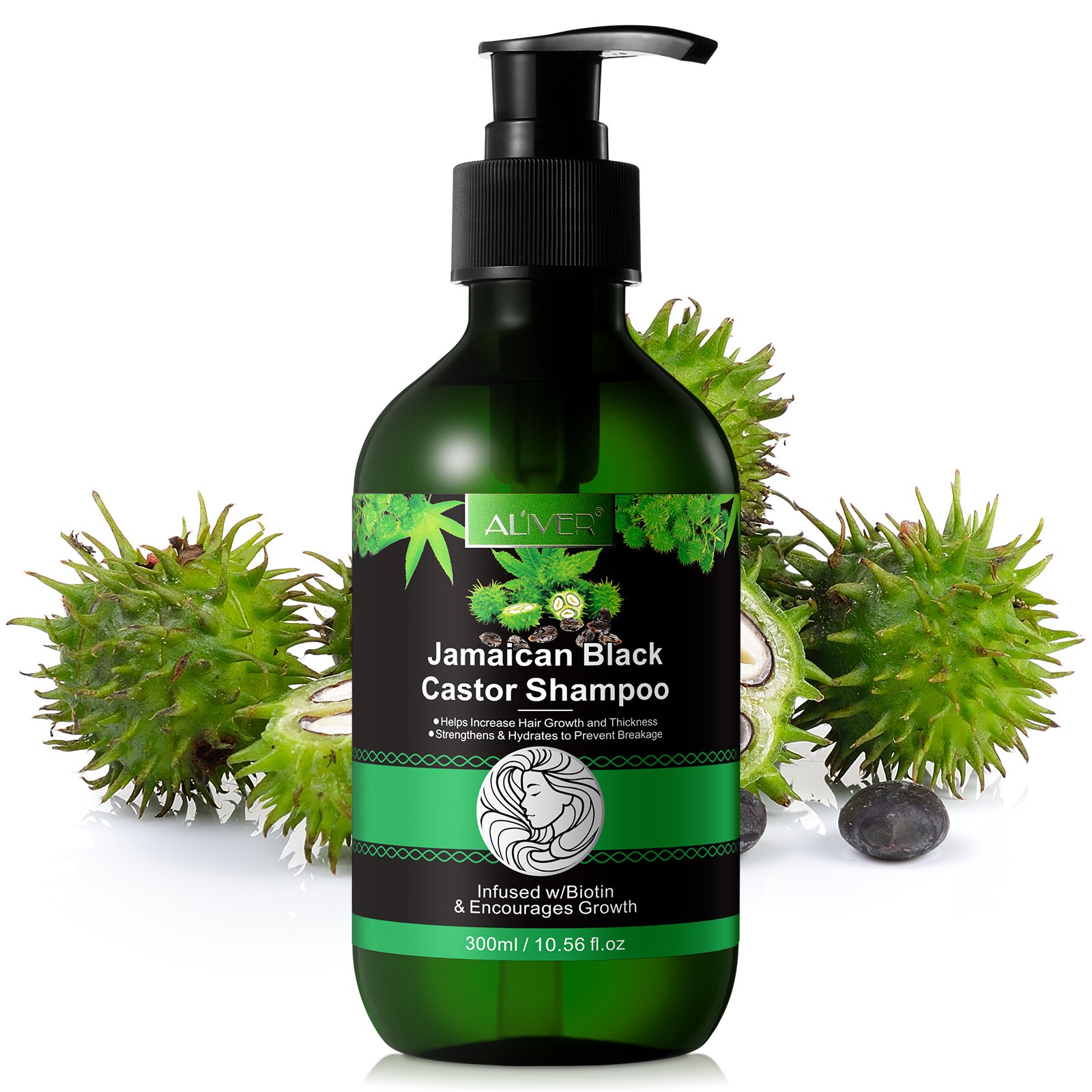 ALIVER private label sulfate free shampoo,hair care prevent breakage natural organic black castor oil hair growth shampoo