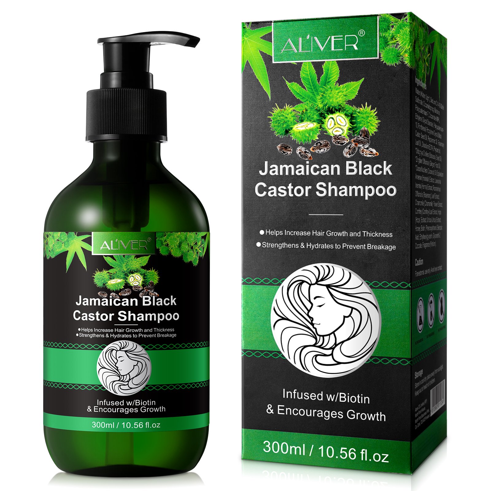 ALIVER private label sulfate free shampoo,hair care prevent breakage natural organic black castor oil hair growth shampoo