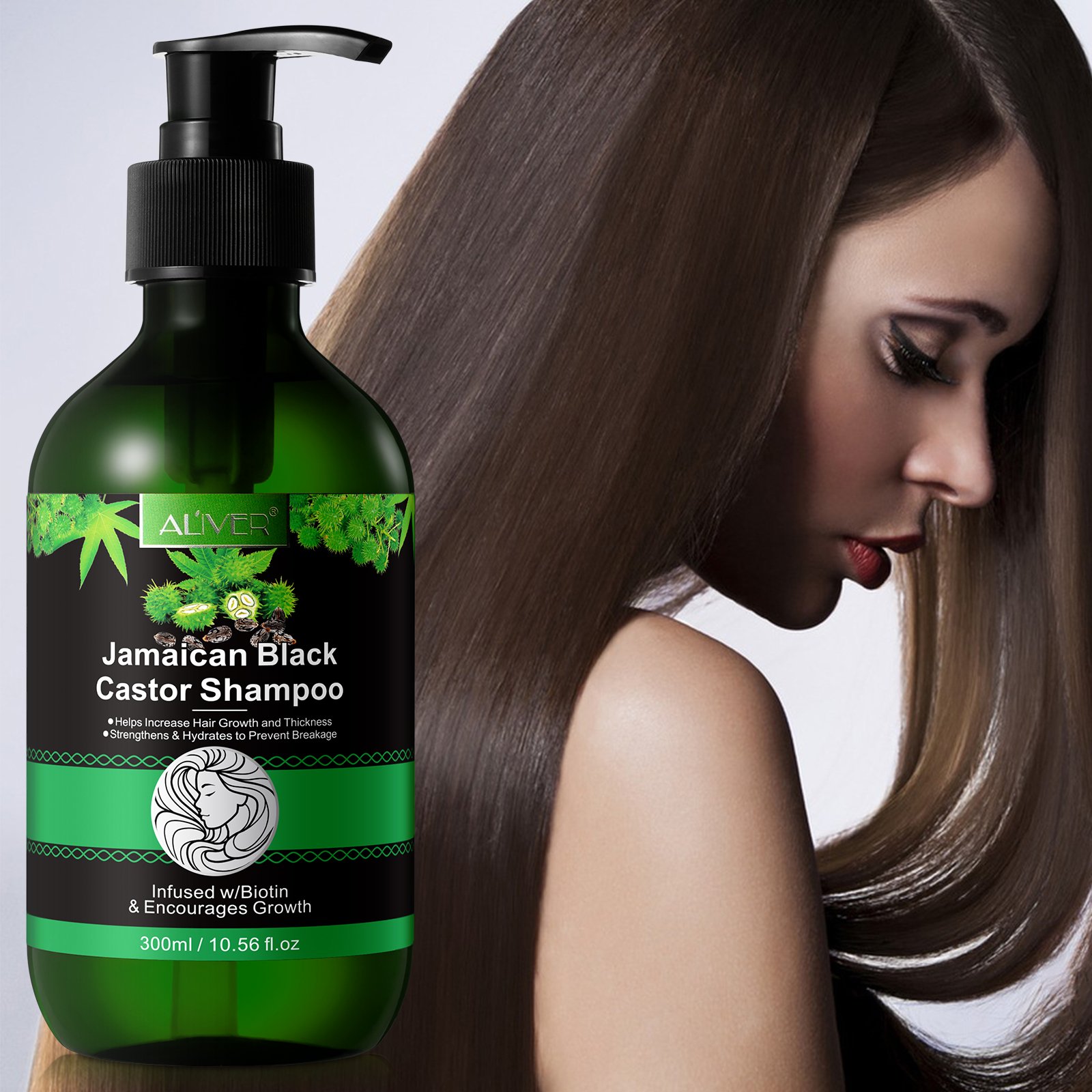 ALIVER private label sulfate free shampoo,hair care prevent breakage natural organic black castor oil hair growth shampoo