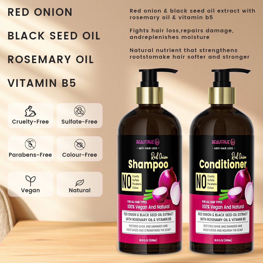 Private Label Organic Red Onion Anti Hair Loss Strengthens Growth Black Seed Oil Hair Shampoo For Hair Growth Onion Shampoo Set