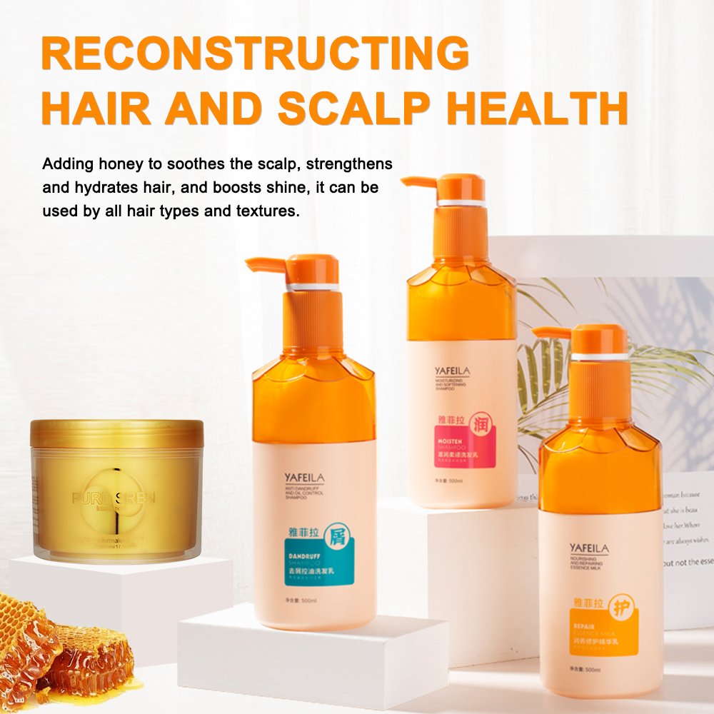 Honey Moisture-Retaining Shampoo and Conditioner 500ml Vegan Nourishing Shampoo Private Label for Hydrated, Silky-Smooth Hair
