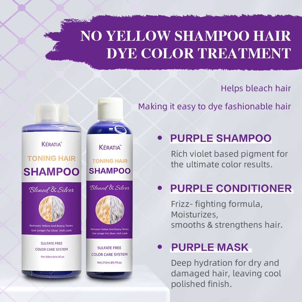 Purple Shampoo Toning Shampoo for Blonde Gray Hair Eliminates Brassy and Yellow Tones