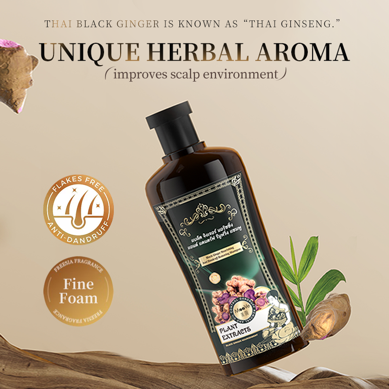 Anti-Dandruff Treatment 100% Flake-Free Protection Oil Control Paraben-Free Black Ginger Shampoo for All Hair Types