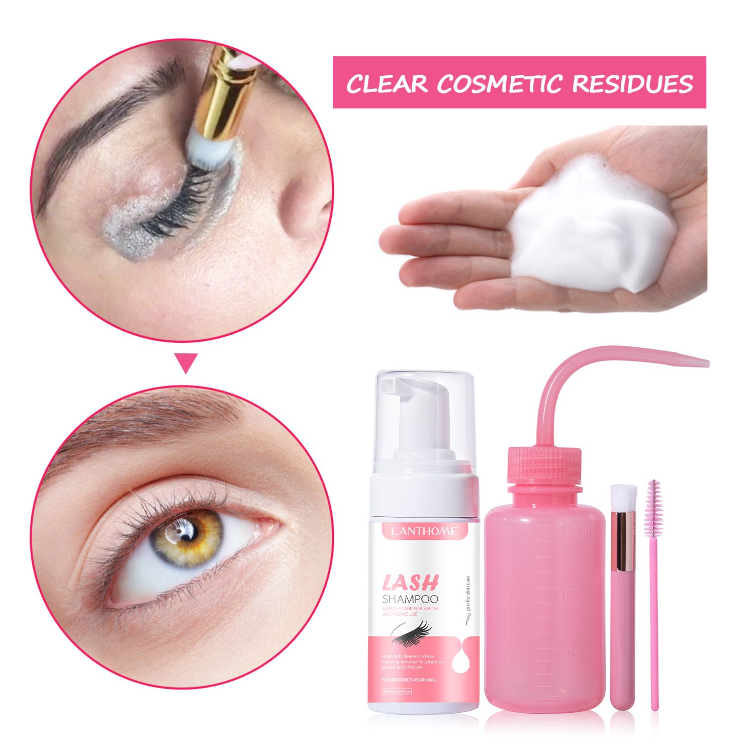 Lash cleaner and eye make up remover Eyelash Shampoo Set 100ml 3.38fl.oz