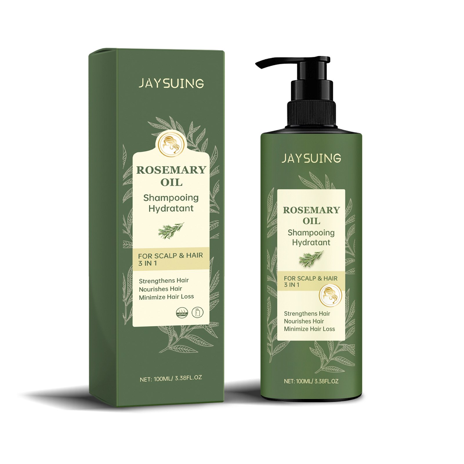 JAYSUING Deep Cleansing 3 In 1 Strengthening Hair Nourishing Anti Hair Loss Natural Rosemary Shampoo 100ml