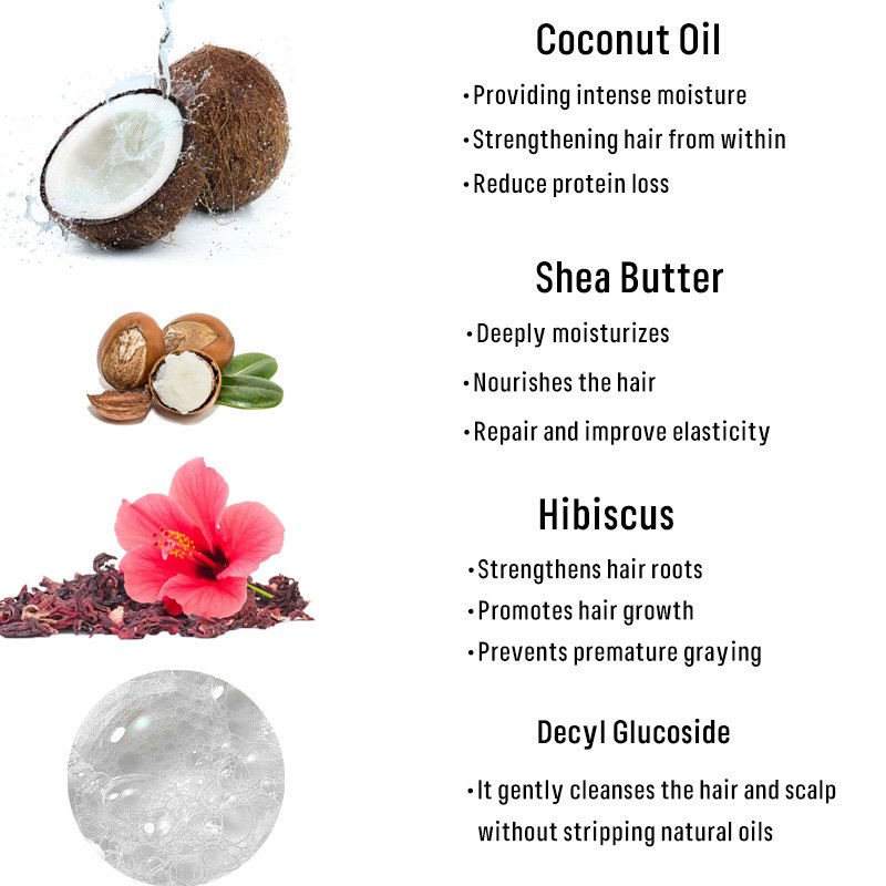 Coconut Hibiscus moisture natural Styling Curly Hair shampoo and Conditioner private label Wholesale