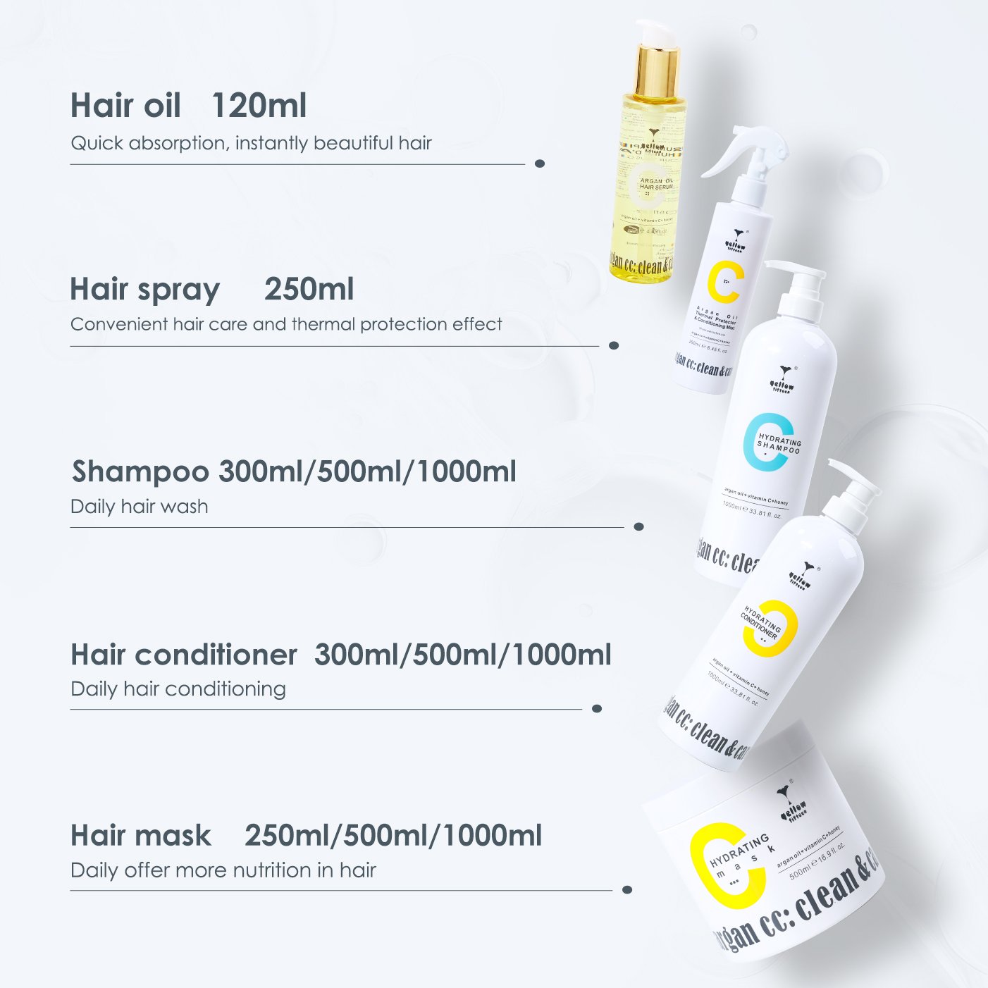 shampoo and conditioner hair care mask oil spray Private label hair care set manufacturer Smooth Clean Shine Hair care products