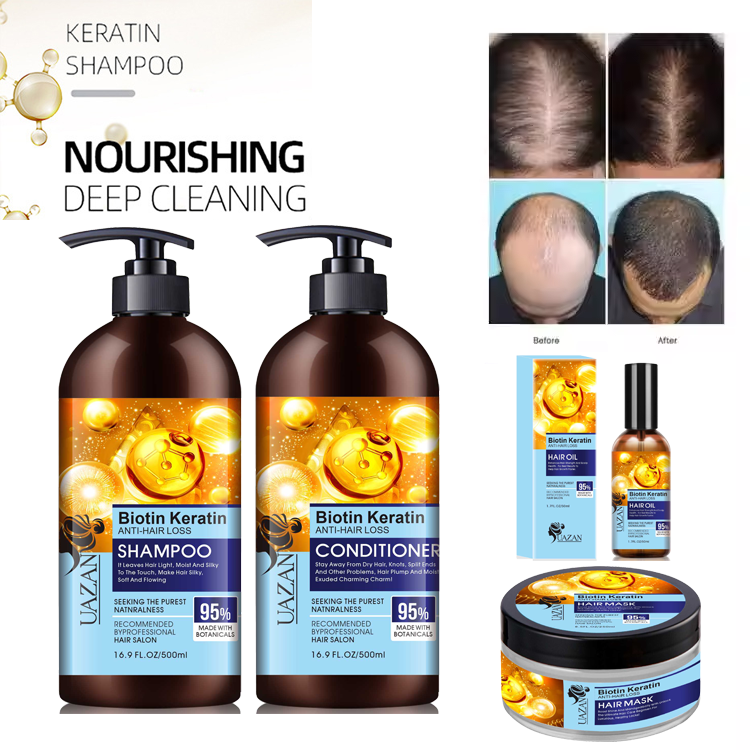 Customized Logo Biotin Organic Hair Care Set Nourishing Hair Mask Keratin Shampoo And Conditioner