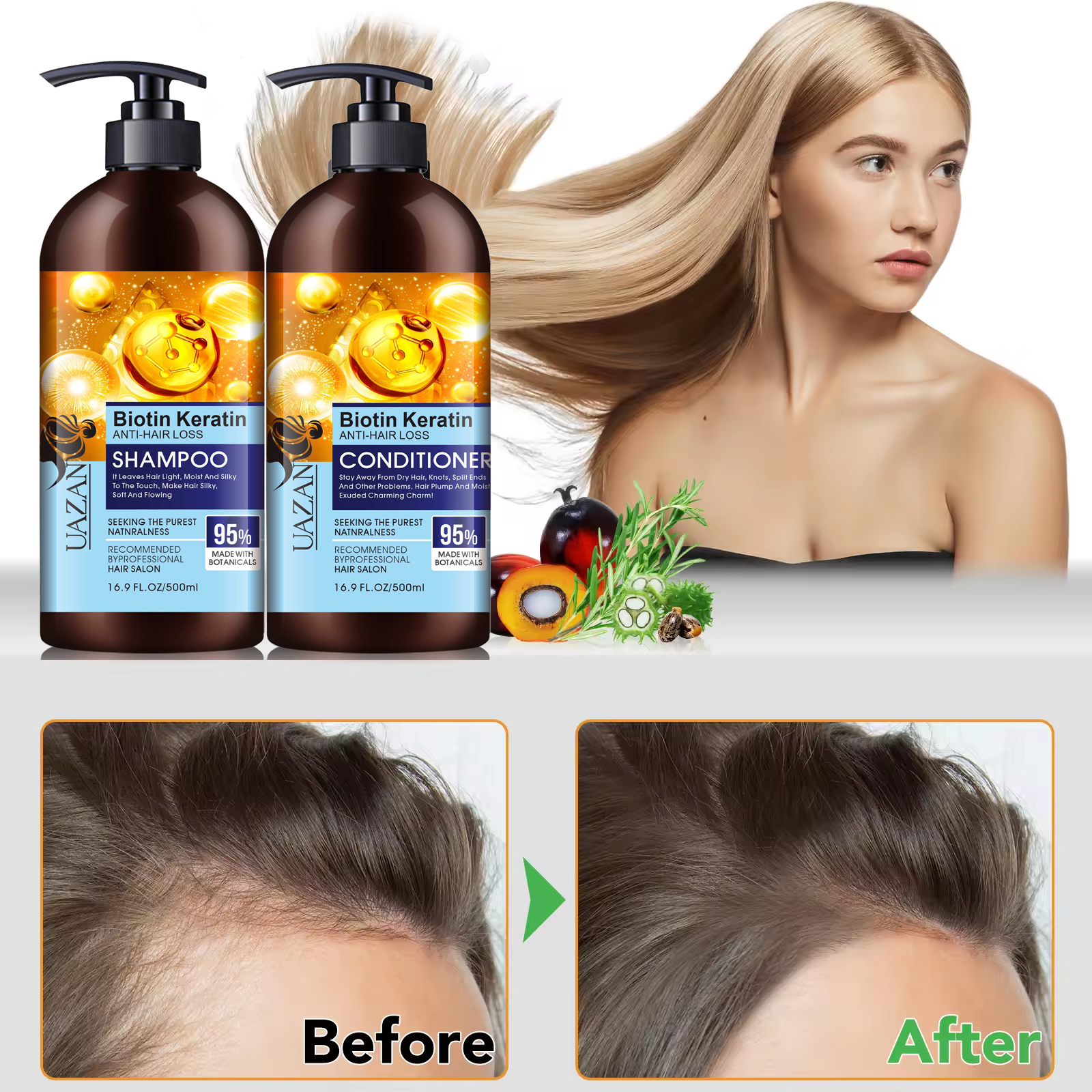Customized Logo Biotin Organic Hair Care Set Nourishing Hair Mask Keratin Shampoo And Conditioner