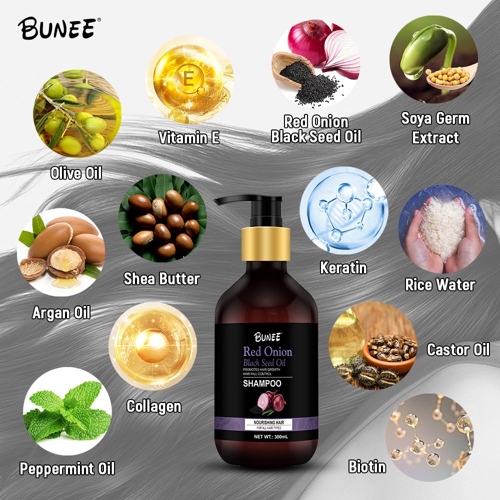 BUNEE Private Label onion Plant Extract Hair Growth Anti Hair Loss hair Shampoo