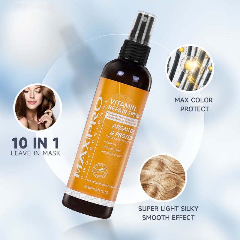 MAXIPRO Private Label Natural Hydrating Nourishing Leave In Conditioner Vitamin Hair Treatment Spray For Curly Hair