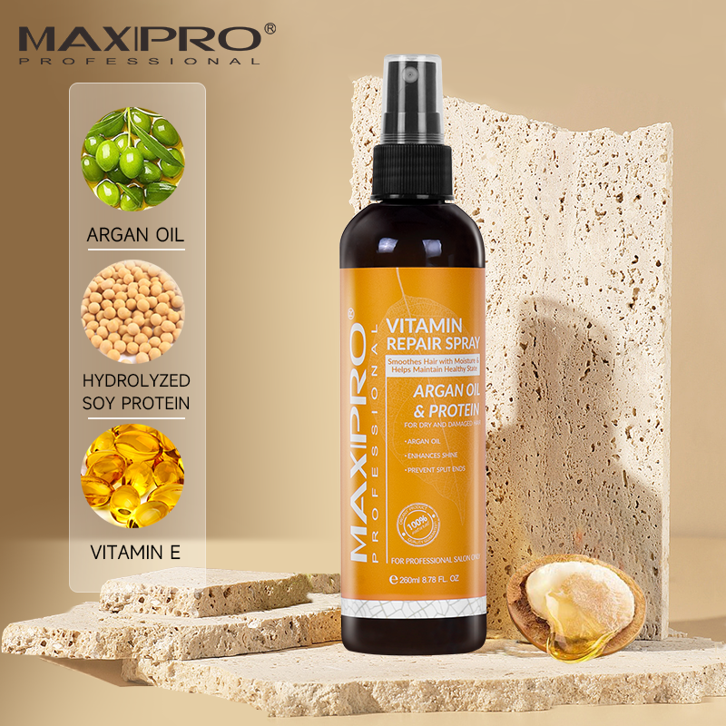 MAXIPRO Private Label Natural Hydrating Nourishing Leave In Conditioner Vitamin Hair Treatment Spray For Curly Hair