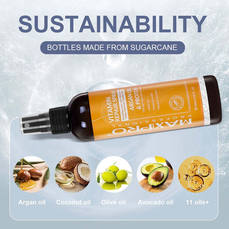 MAXIPRO Private Label Natural Hydrating Nourishing Leave In Conditioner Vitamin Hair Treatment Spray For Curly Hair