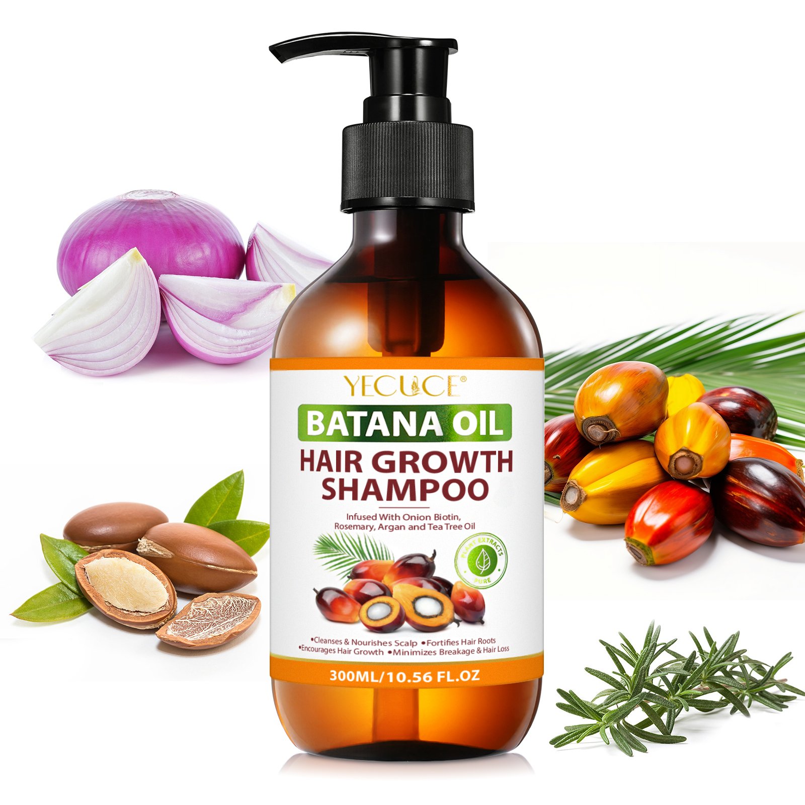 YECUCE 300ml onion biotin cleanses nourishes scalp anti hair loss batana oil hair growth shampoo batana oil shampoo