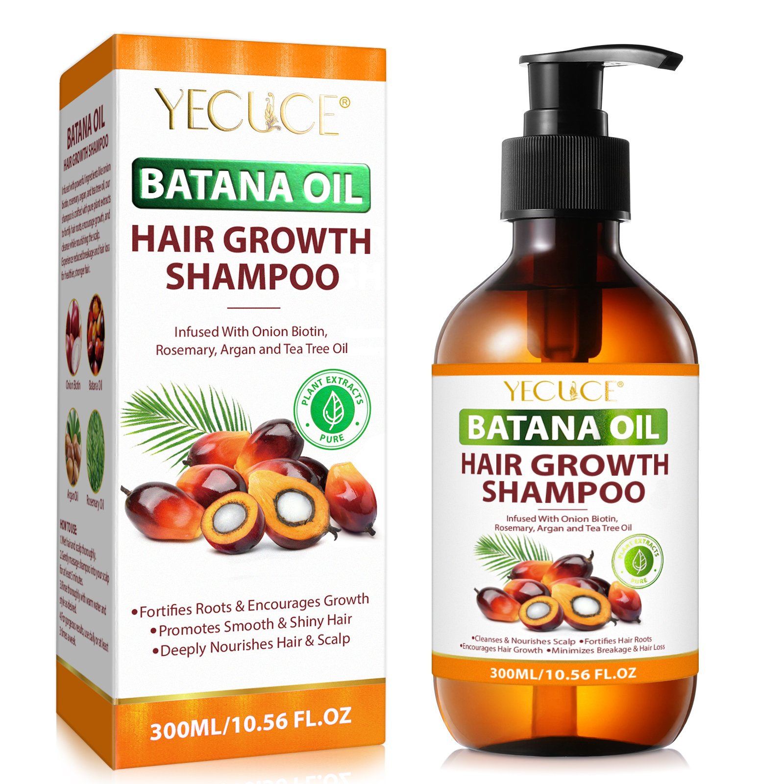 YECUCE 300ml onion biotin cleanses nourishes scalp anti hair loss batana oil hair growth shampoo batana oil shampoo