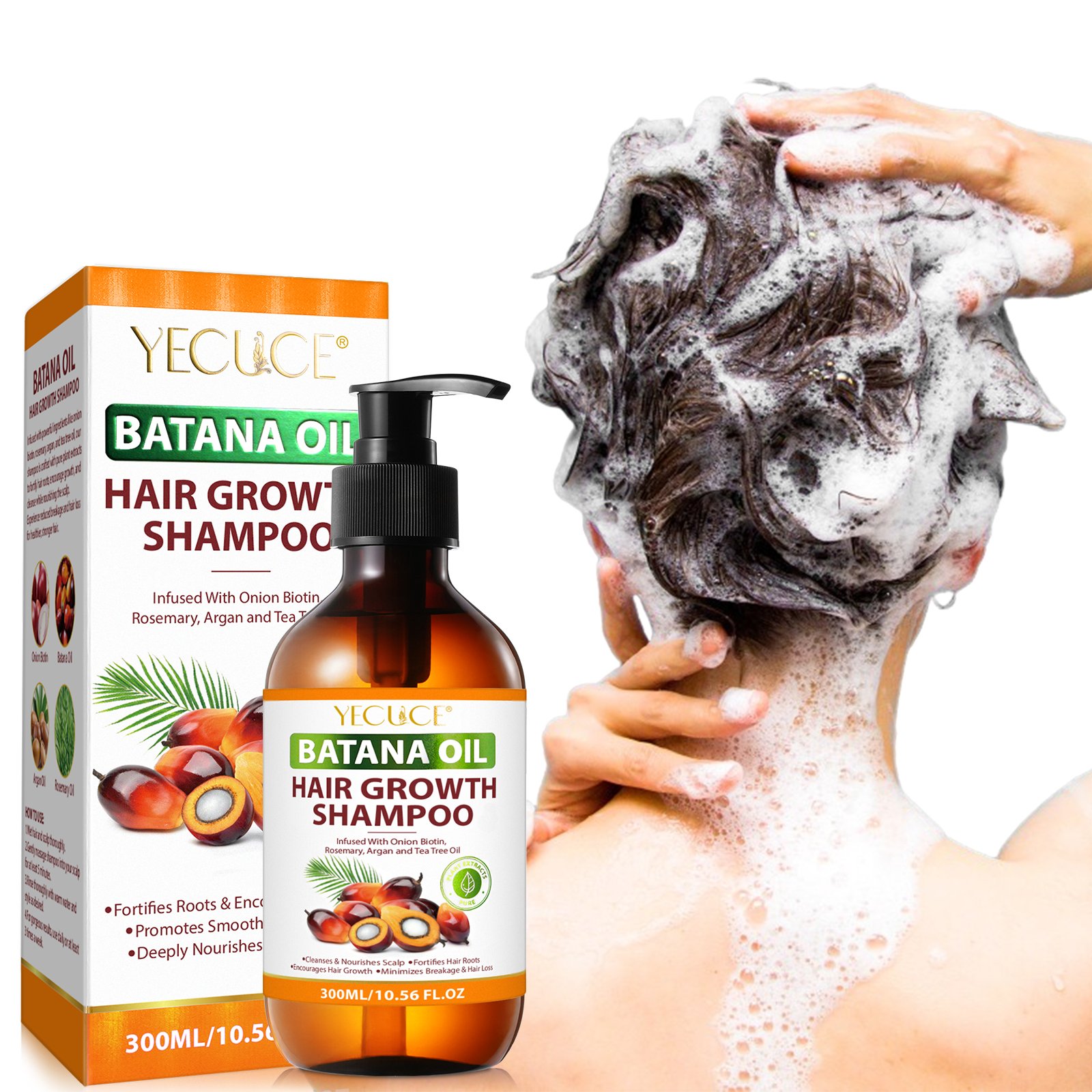 YECUCE 300ml onion biotin cleanses nourishes scalp anti hair loss batana oil hair growth shampoo batana oil shampoo