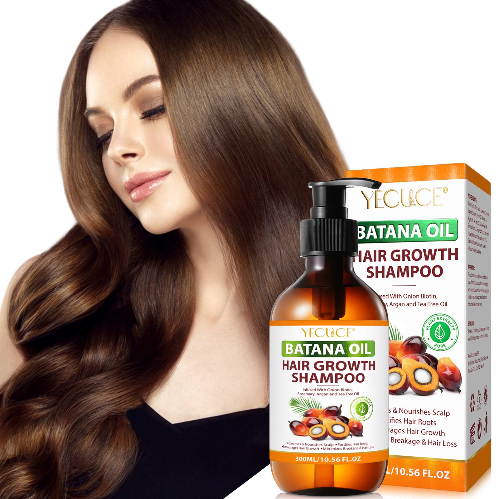 YECUCE 300ml onion biotin cleanses nourishes scalp anti hair loss batana oil hair growth shampoo batana oil shampoo
