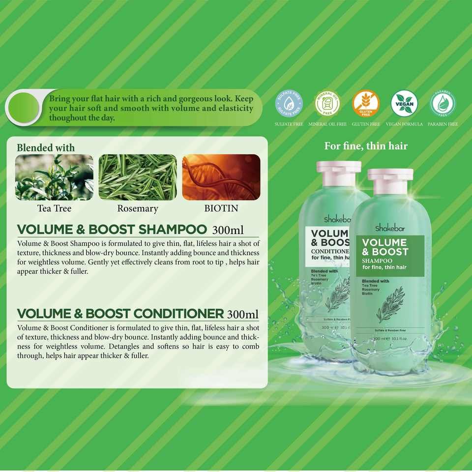 Private Label Shakebar Volumizing Herbal Shampoo and Conditioner Set For Oily Hair Organic Tea Tree Oil Shampoo and Conditioner