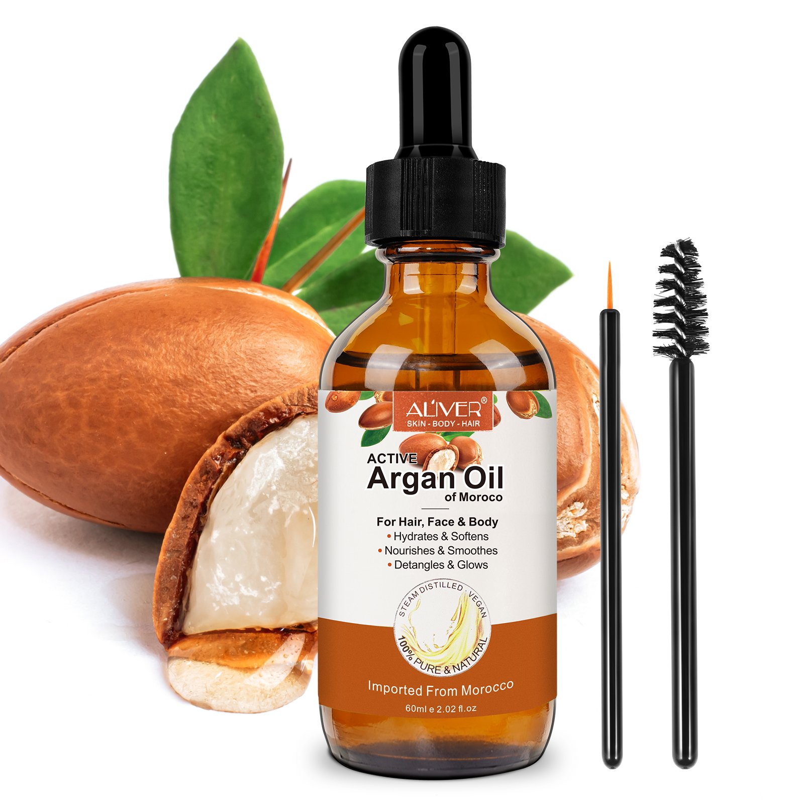 ALIVER massage essential oil,wholesale natural moisturizer nourishing skin care hair care keratin shampoo pure organic argan oil