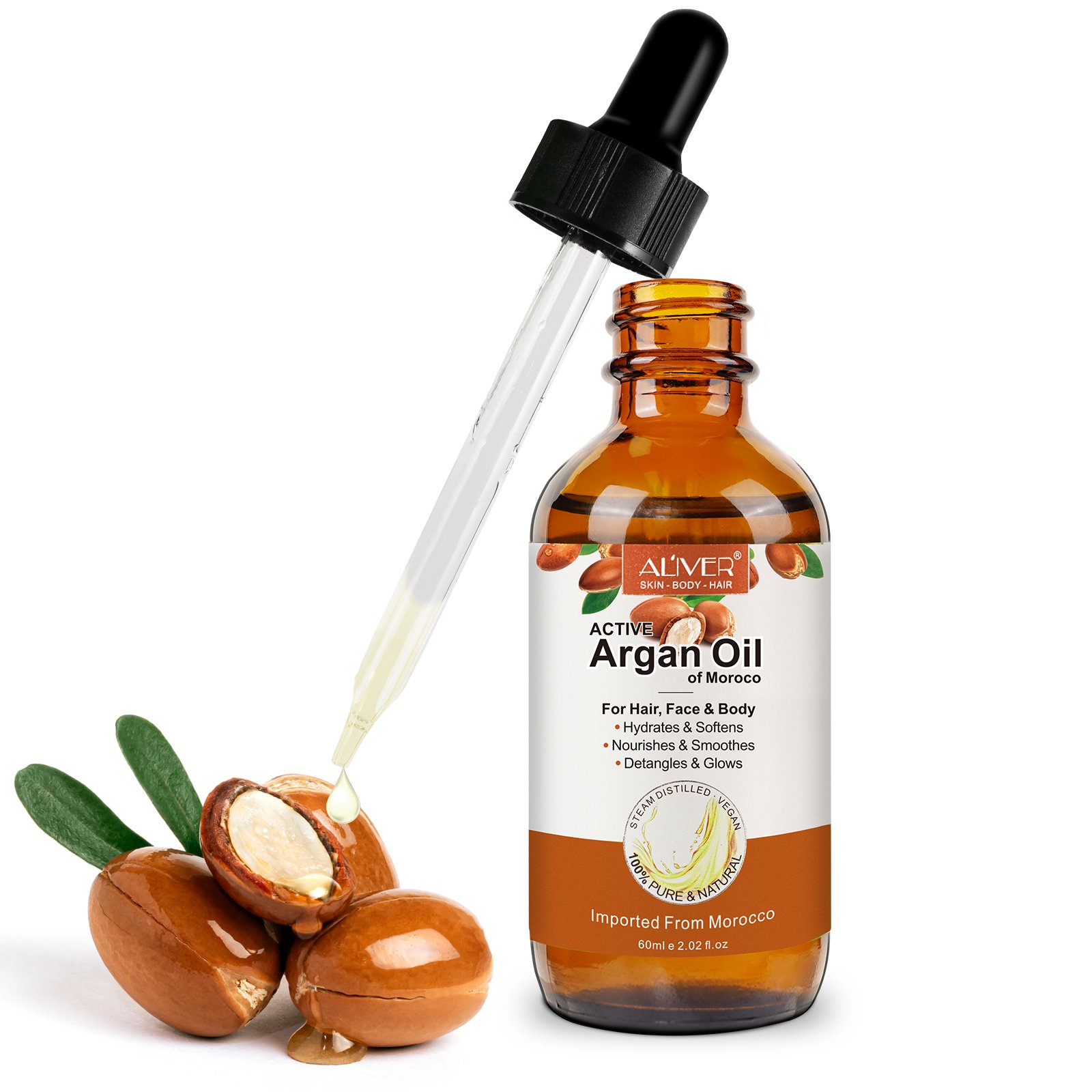 ALIVER massage essential oil,wholesale natural moisturizer nourishing skin care hair care keratin shampoo pure organic argan oil