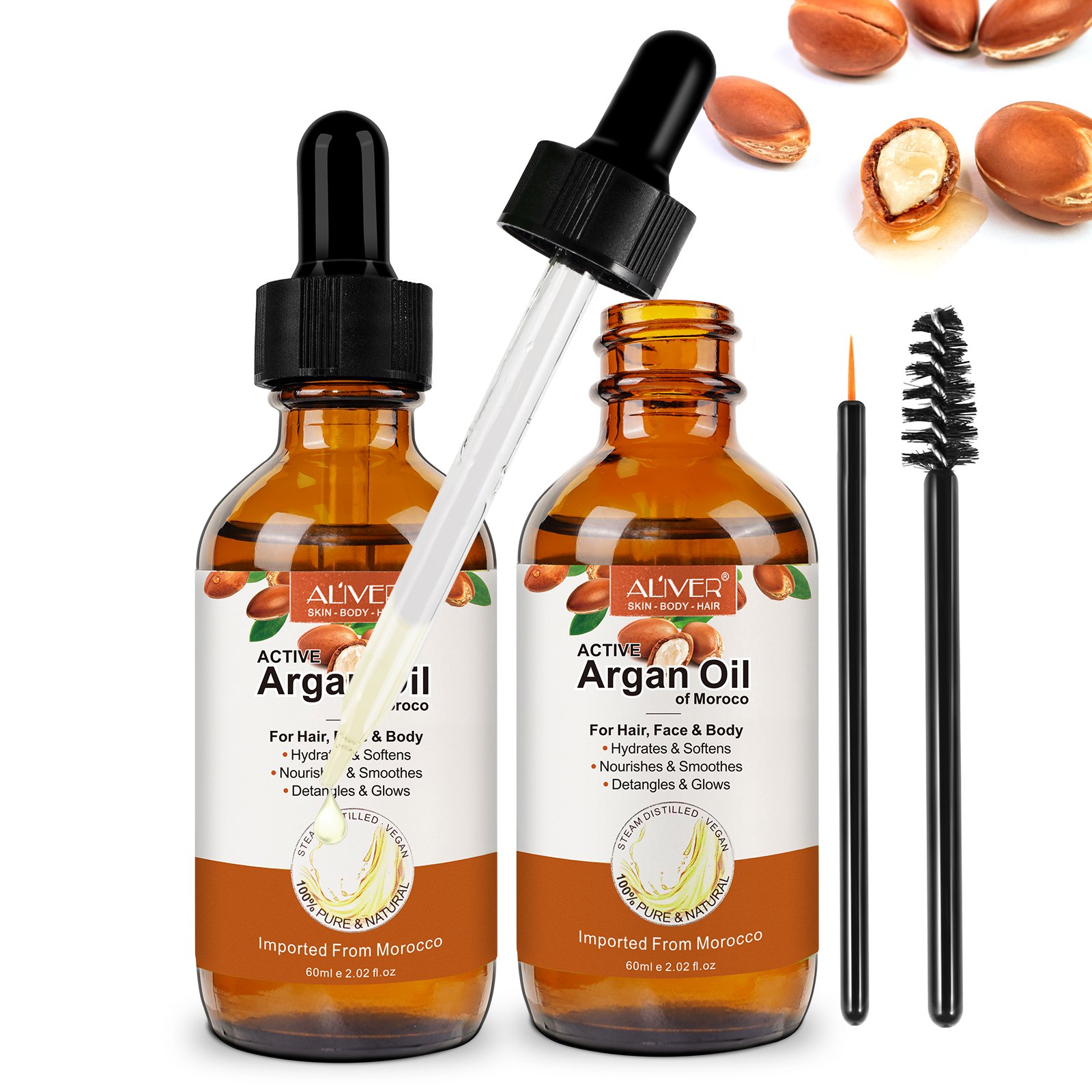 ALIVER massage essential oil,wholesale natural moisturizer nourishing skin care hair care keratin shampoo pure organic argan oil
