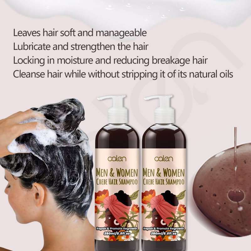 Oalen Customs Logo 250ML Chebe Hair Shampoo Repair Damaged Hair Anti-Dandruff Moisture Hair Growth Shampoo
