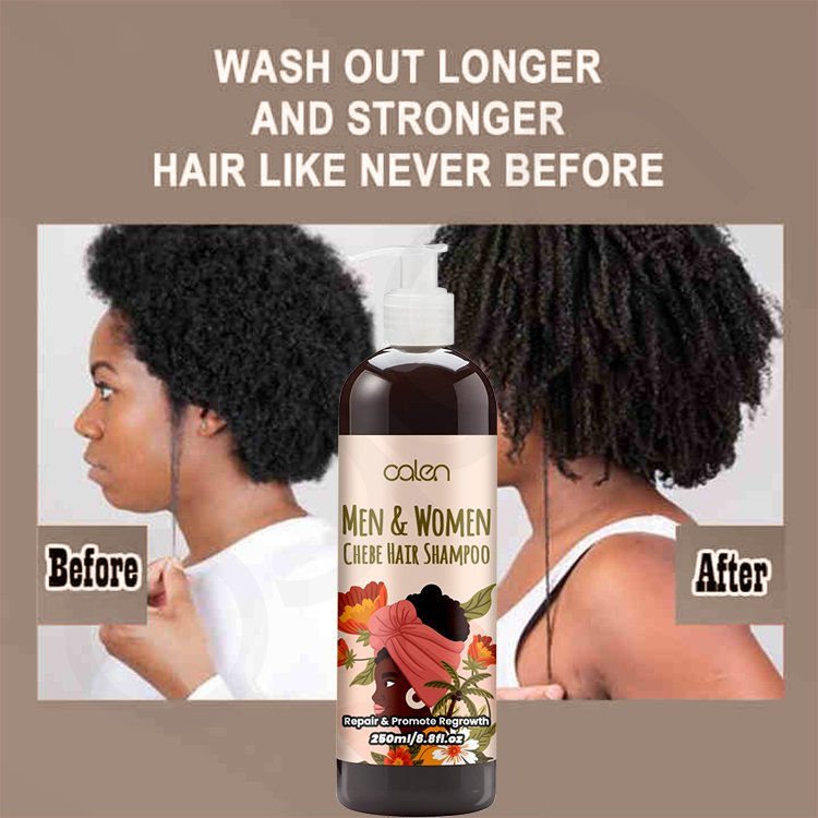Oalen Customs Logo 250ML Chebe Hair Shampoo Repair Damaged Hair Anti-Dandruff Moisture Hair Growth Shampoo