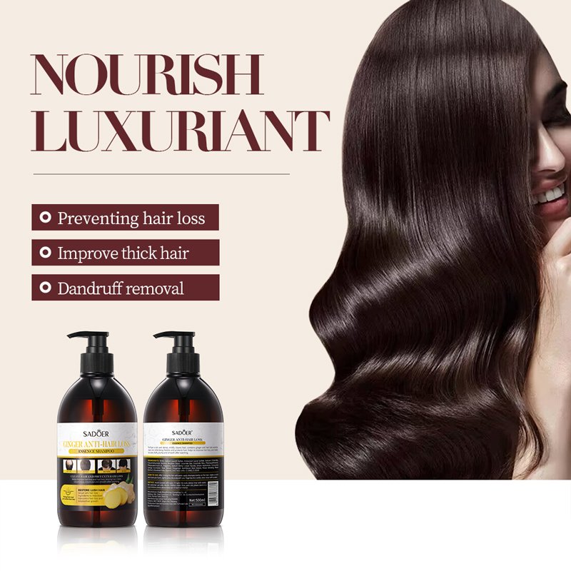 SADOER Private Label Deep Clean Ginger Anti Hair Loss Essence Shampoo Amino Acid Based Oil Control For Hair Care