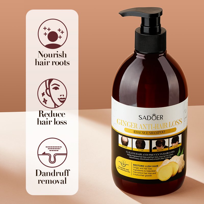 SADOER Private Label Deep Clean Ginger Anti Hair Loss Essence Shampoo Amino Acid Based Oil Control For Hair Care