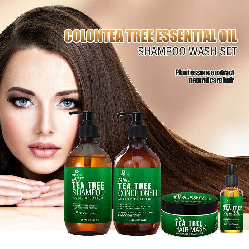 100% Pure Natural Custom Private Label Fast Hair Growth Ginger Anti-Dandruff Organic Tea Tree Oil Shampoo And Conditioner Set
