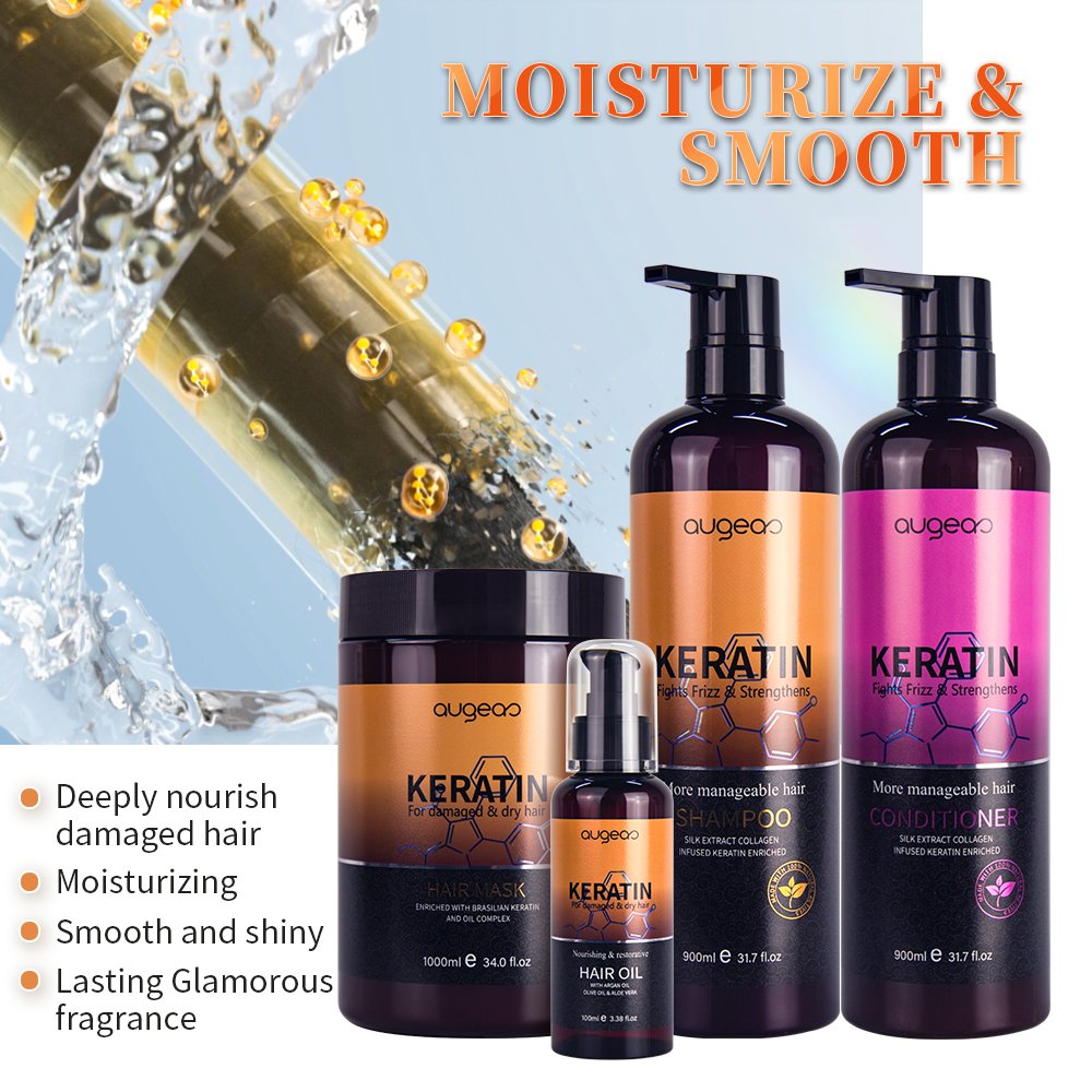 Custom Wholesale Private Label Shampoo And Conditioner Set Vegan Natural Organic Argan Oil Hair Fluffy keratin hair shampoo