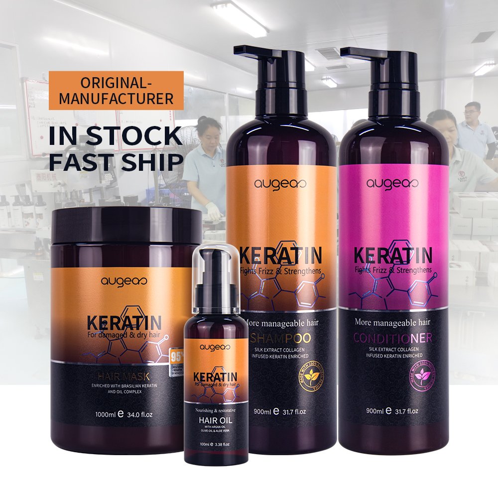 Custom Wholesale Private Label Shampoo And Conditioner Set Vegan Natural Organic Argan Oil Hair Fluffy keratin hair shampoo