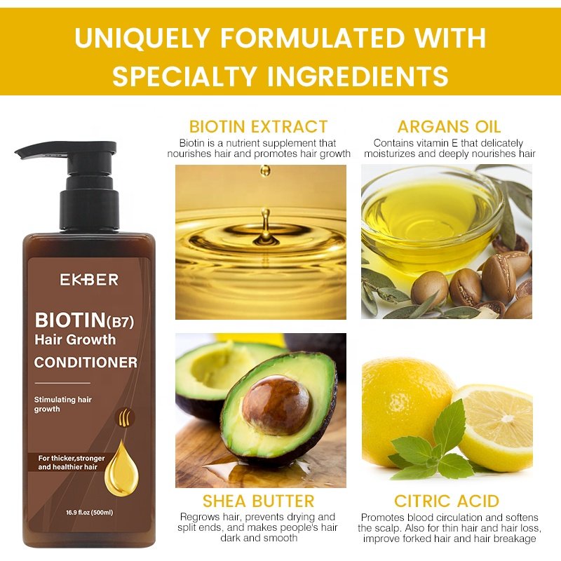 Low Price Ekber Natural Biotin Argan Oil Nourishing Spilt-end Problem Hair Growth Shampoo Conditioner Hair Care Products Bulk