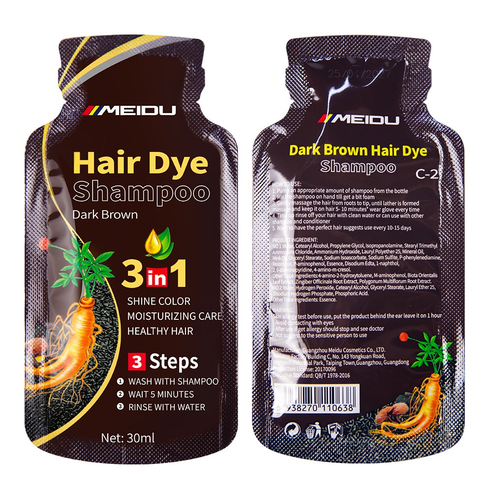 Manufacturer Hair Styling Products MEIDU Black Ammonia Free Dark Brown Permanent 30ml Herbal Sachet Hair Dye shampoo